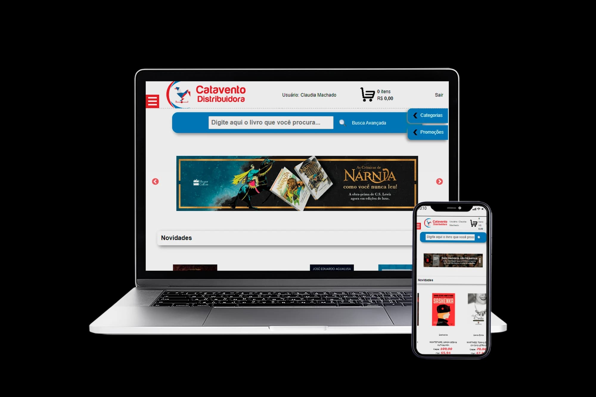 Portal B2B da Catavento em computador e celular